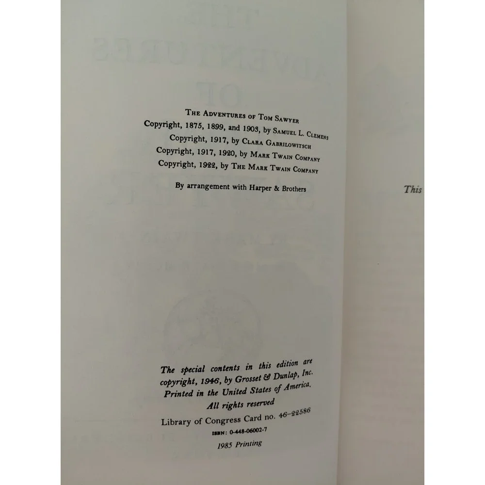 Adventures of Tom Sawyer‎ 1946– Grosset & Dunlap Vintage Hardcover Classic